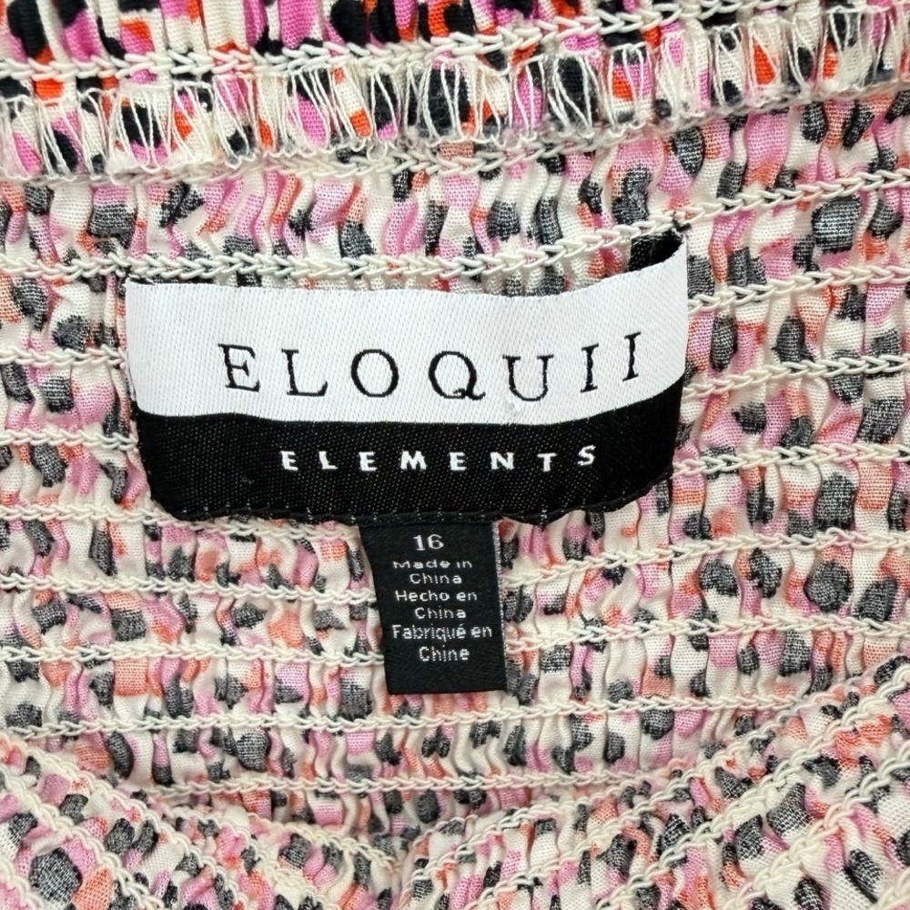 ELOQUII Elements Size 16 Puff Sleeve Smocked Bodice Dress Fit and Flare Pink - Picture 9 of 11